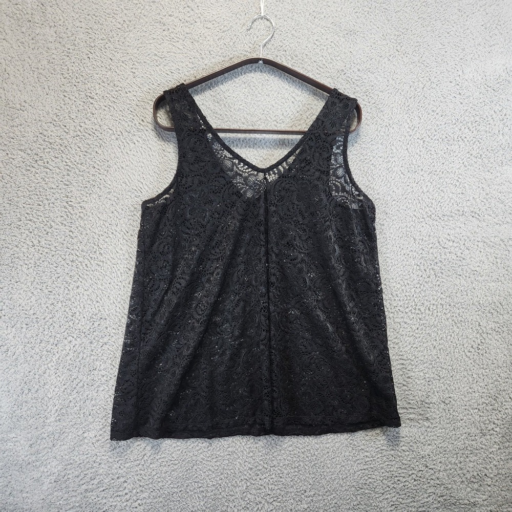 Torrid Black Lace Tank Top Womens Size 00 V Neck Sleeveless Summer‎ Beach Cute